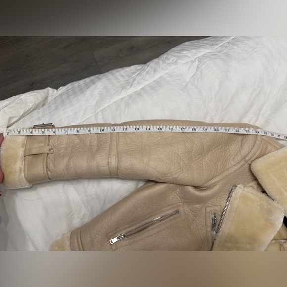 Topshop Faux Shearling Aviator Leather Moto Jacket - Picture 8 of 10